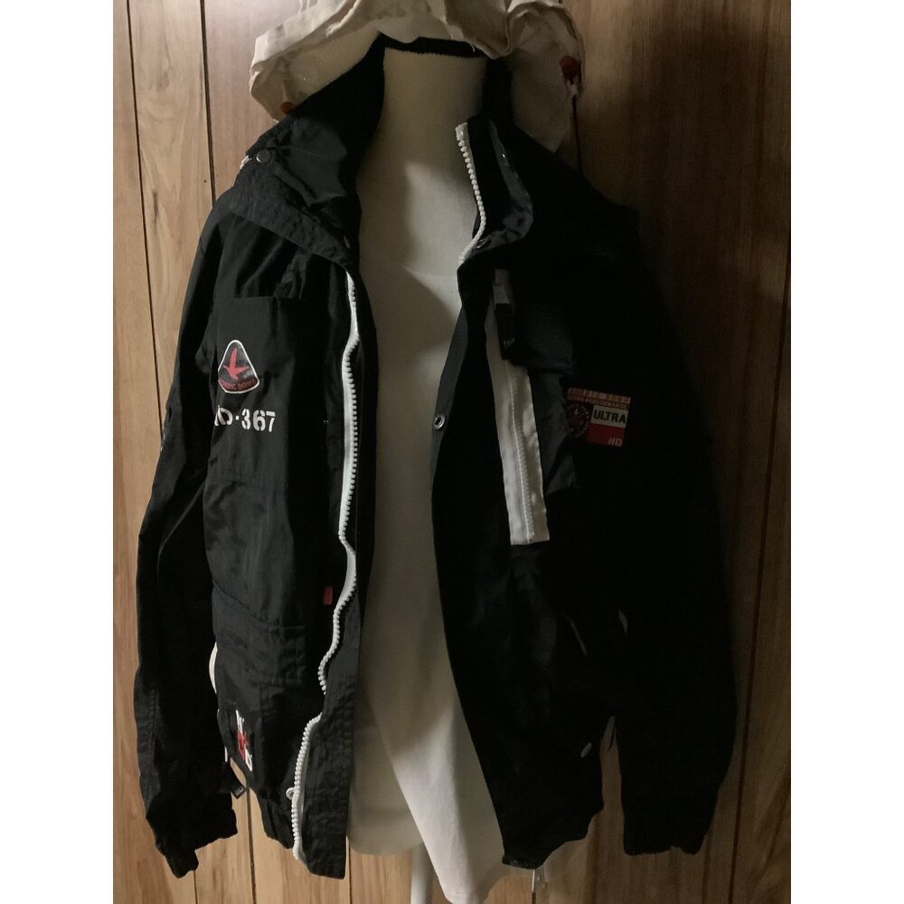 Nordic Down Black Hooded Jacket — Size Medium